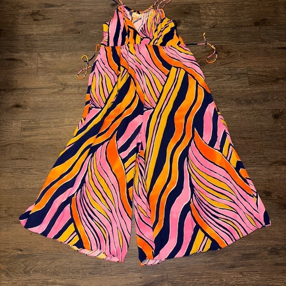 Maeve  Finley Wide Leg Jumpsuit VibrantSummer Colors  size 10 - Picture 5 of 15